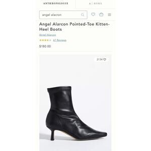 Angel Alarcón Black Pointed Toe Kitten-Heel Booties from Anthropologie Size 38